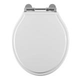product cut out image from above of Tavistock Matt White Painted Soft Close Toilet Seat with Chrome Hinges TS850WSC